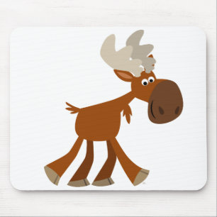 Cute Happy Cartoon Moose Mousepad