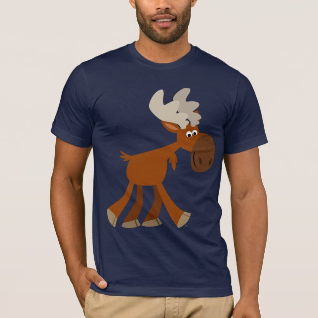 Cute Happy Cartoon Moose T-Shirt (Front)
