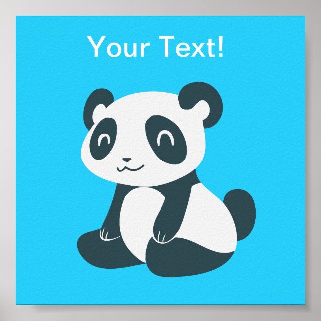 Cute Happy Cartoon Panda Poster (Front)