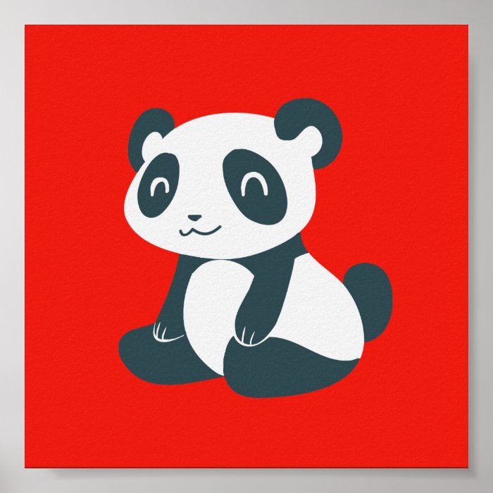 Cute Happy Cartoon Panda Poster