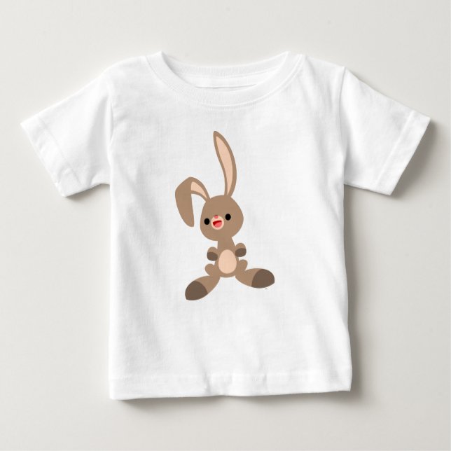 Cute Happy Cartoon Rabbit Baby T-Shirt (Front)