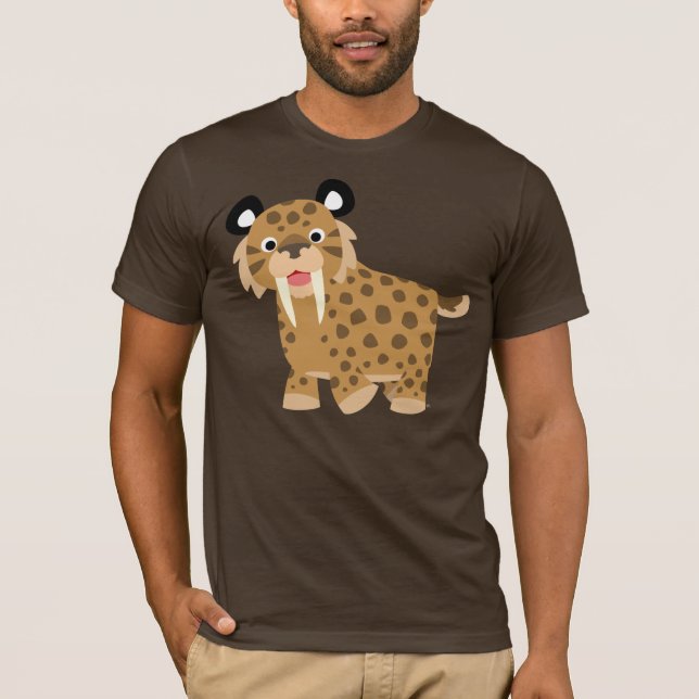 Cute Happy Cartoon Smilodon T-Shirt (Front)
