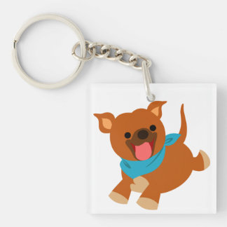 Cute Happy Cartoon Staffie Acrylic Keychain