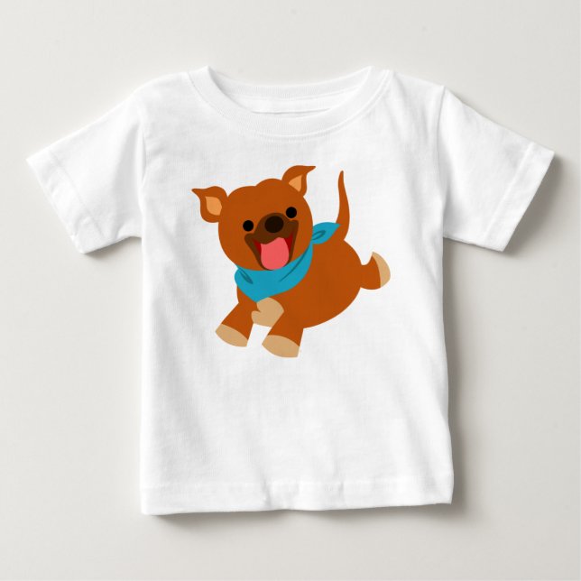 Cute Happy Cartoon Staffie Baby T-Shirt (Front)
