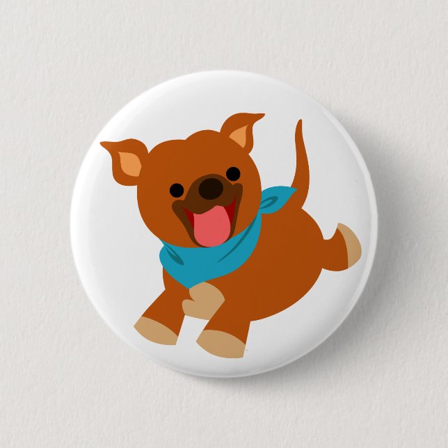 Cute Happy Cartoon Staffie Button Badge (Front)