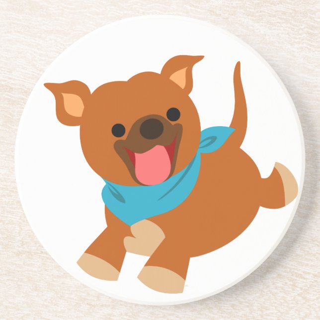 Cute Happy Cartoon Staffie Coaster (Front)