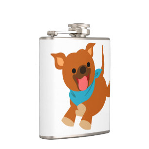 Cute Happy Cartoon Staffie Hip Flask
