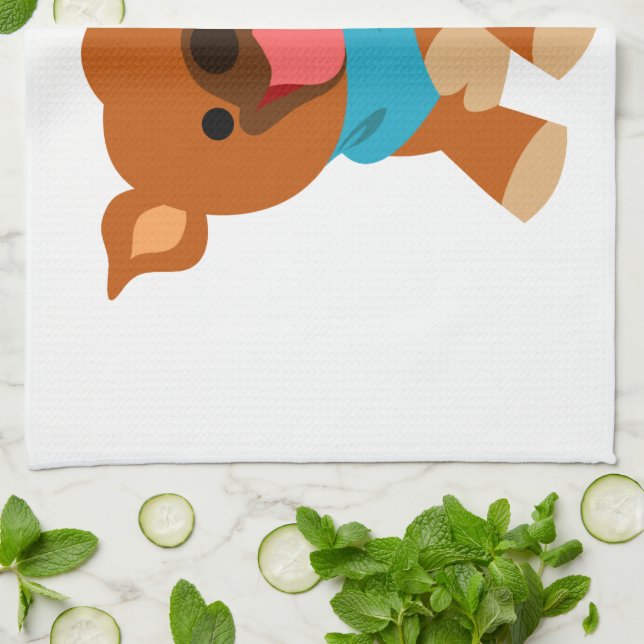 Cute Happy Cartoon Staffie Kitchen Towel (Folded)