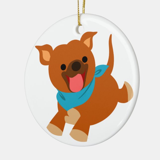 Cute Happy Cartoon Staffie Ornament (Left)