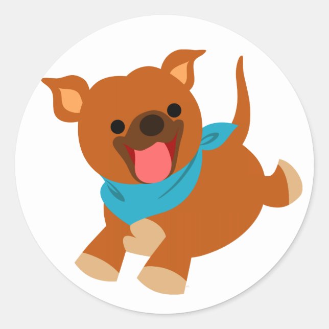 Cute Happy Cartoon Staffie Sticker (Front)