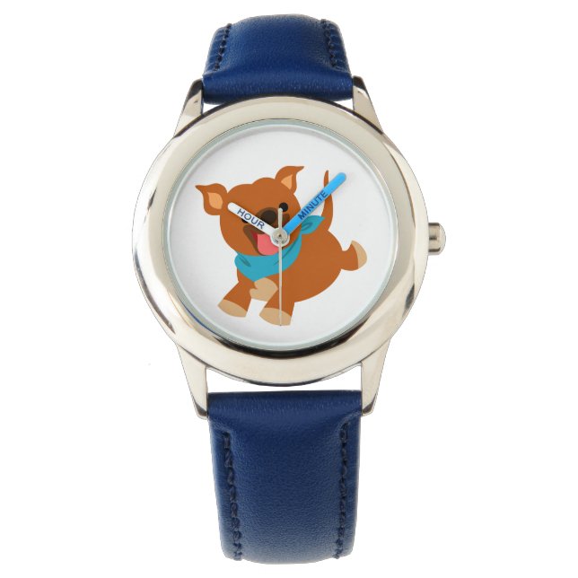 Cute Happy Cartoon Staffie Watch (Front)
