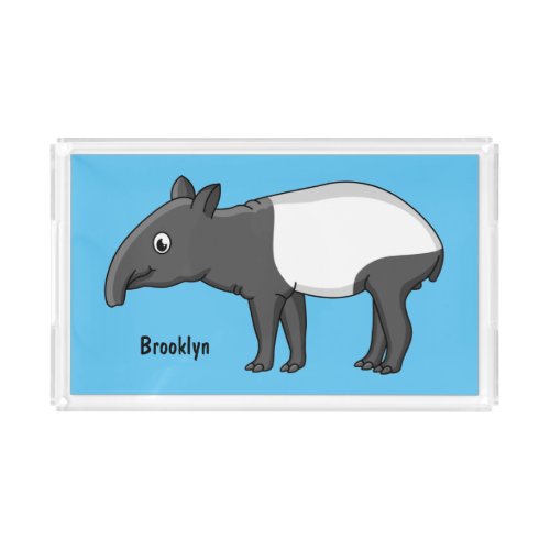Cute happy cartoon tapir illustration acrylic tray