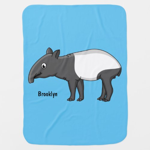 Cute happy cartoon tapir illustration baby blanket