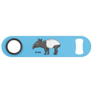 Cute happy cartoon tapir illustration bar key