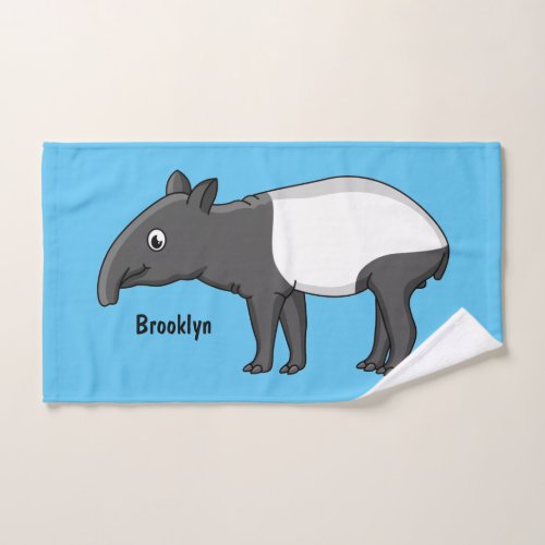 Cute happy cartoon tapir illustration  bath towel set