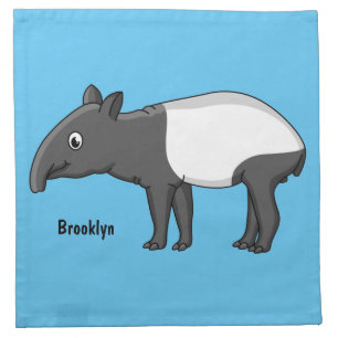 Cute happy cartoon tapir illustration cloth napkin