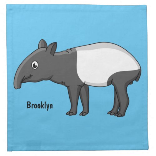 Cute happy cartoon tapir illustration cloth napkin