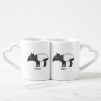 Cute happy cartoon tapir illustration  coffee mug set