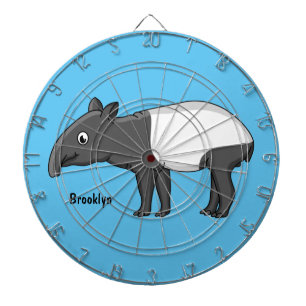 Cute happy cartoon tapir illustration dart board