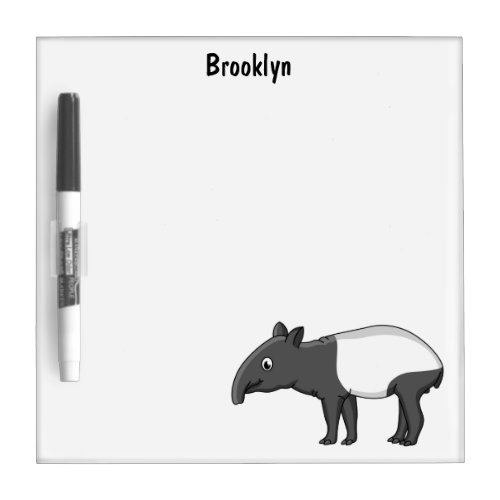 Cute happy cartoon tapir illustration dry erase board