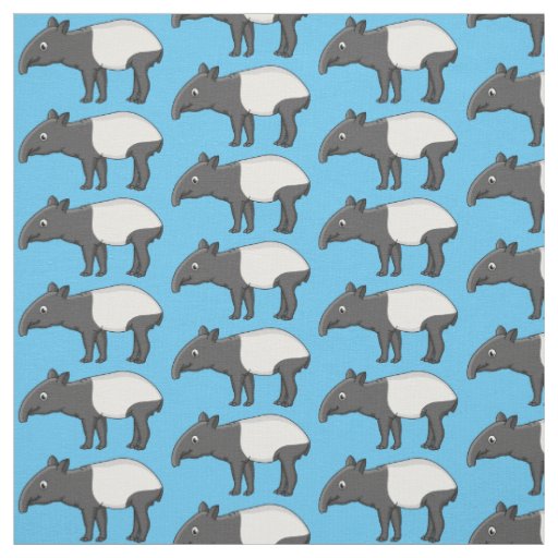 Cute happy cartoon tapir illustration fabric