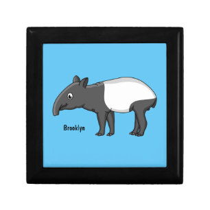 Cute happy cartoon tapir illustration gift box