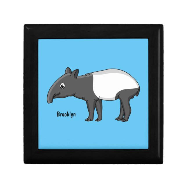 Cute happy cartoon tapir illustration gift box (Front)