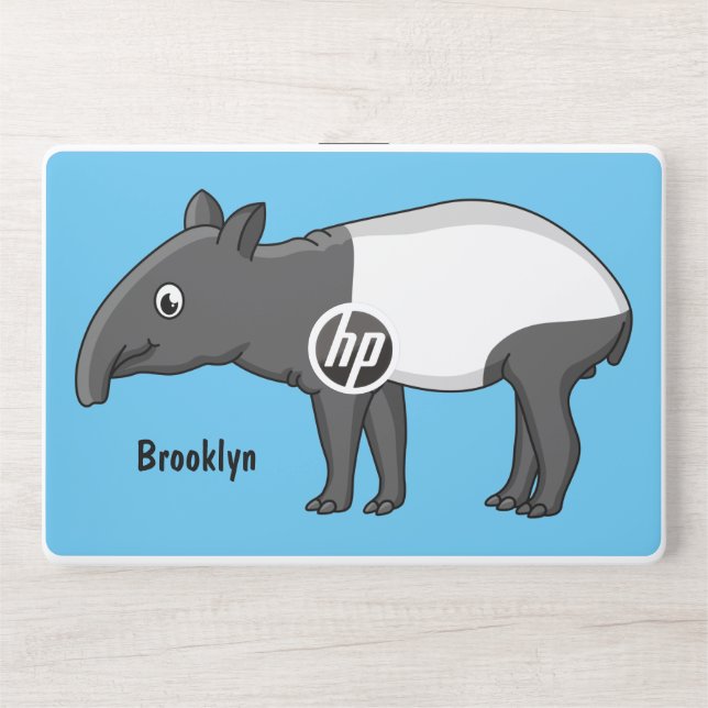 Cute happy cartoon tapir illustration HP laptop skin (Front)