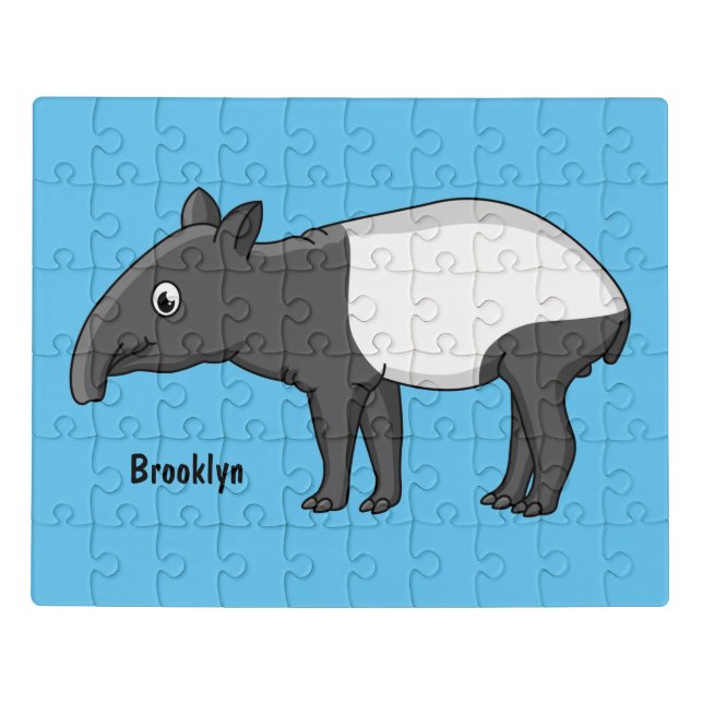 Cute happy cartoon tapir illustration jigsaw puzzle (Puzzle Horizontal)