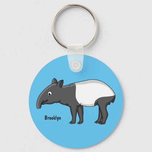 Cute happy cartoon tapir illustration keychain