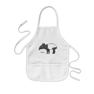 Cute happy cartoon tapir illustration kids' apron