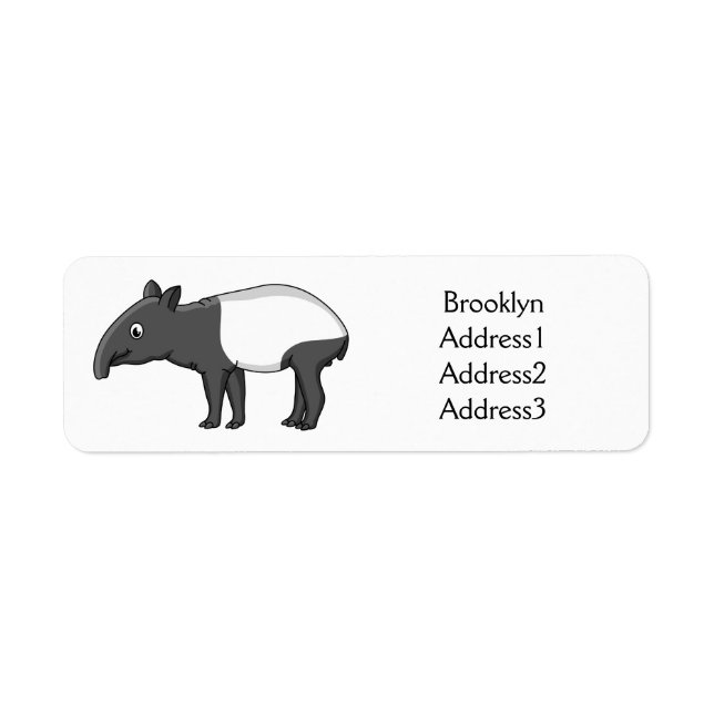 Cute happy cartoon tapir illustration label (Front)