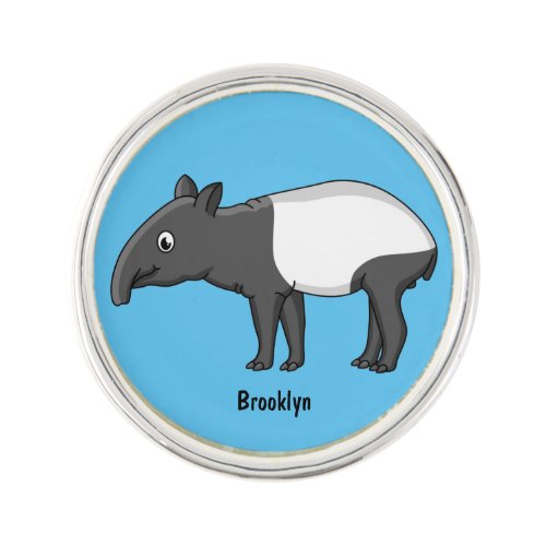 Cute happy cartoon tapir illustration lapel pin