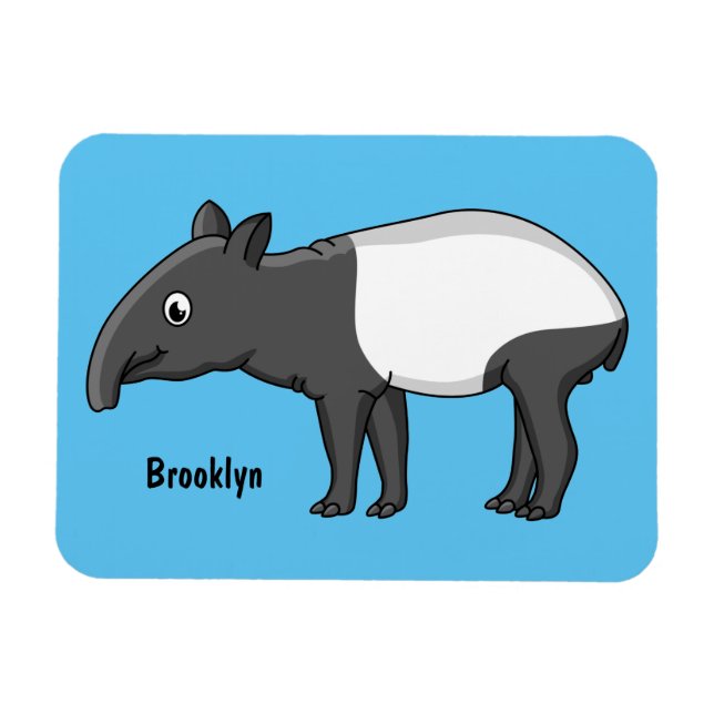 Cute happy cartoon tapir illustration magnet (Horizontal)