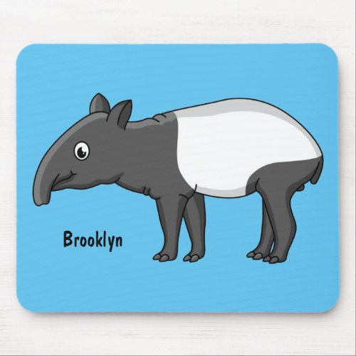 Cute happy cartoon tapir illustration mouse pad