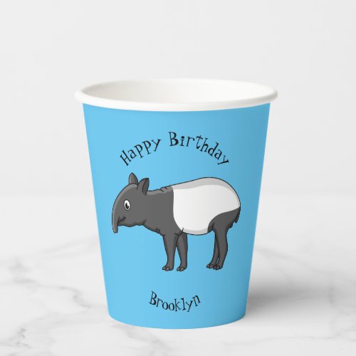 Cute happy cartoon tapir illustration paper cups