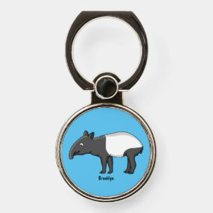 Cute happy cartoon tapir illustration phone ring stand