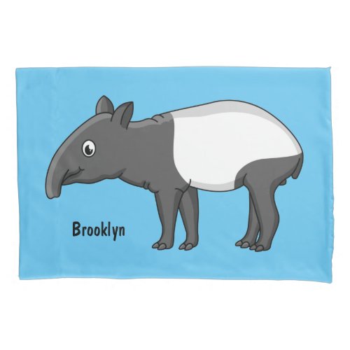Cute happy cartoon tapir illustration pillow case