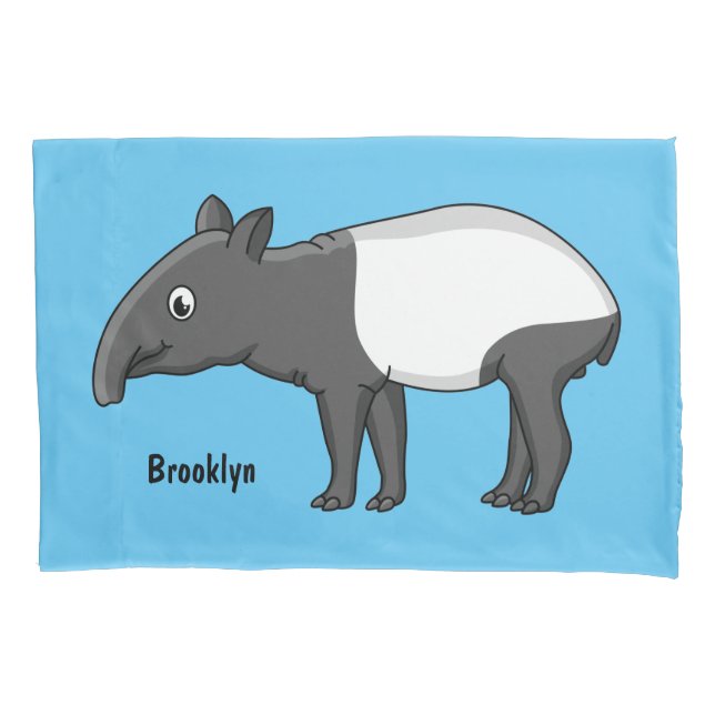 Cute happy cartoon tapir illustration pillow case (Front)