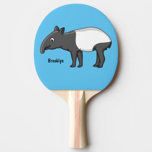 Cute happy cartoon tapir illustration ping pong paddle