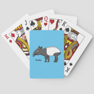 Cute happy cartoon tapir illustration poker cards