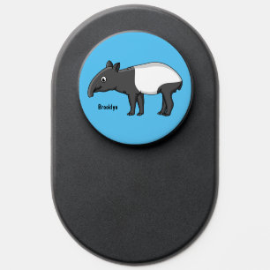 Cute happy cartoon tapir illustration PopSocket