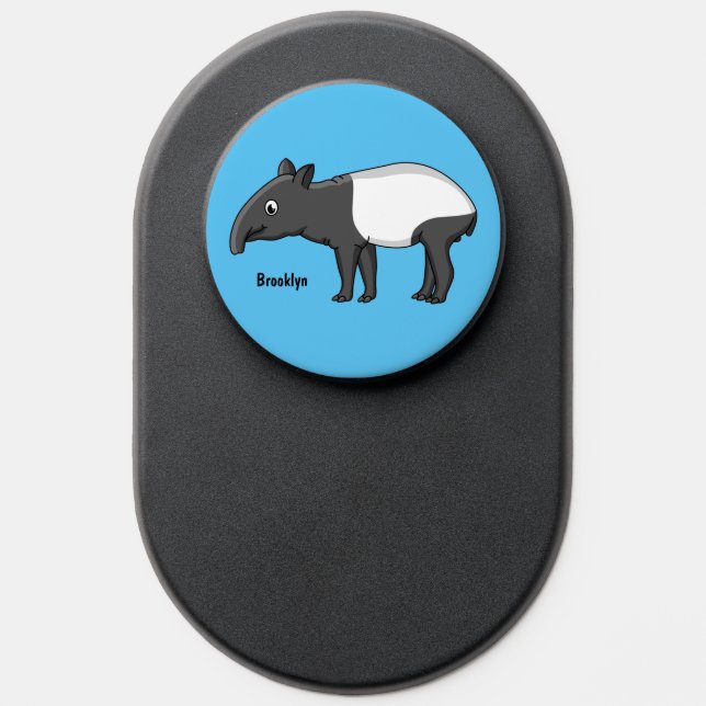 Cute happy cartoon tapir illustration PopSocket (Popsocket)