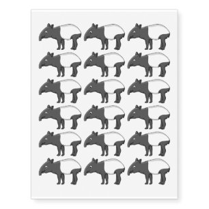 Cute happy cartoon tapir illustration temporary tattoos