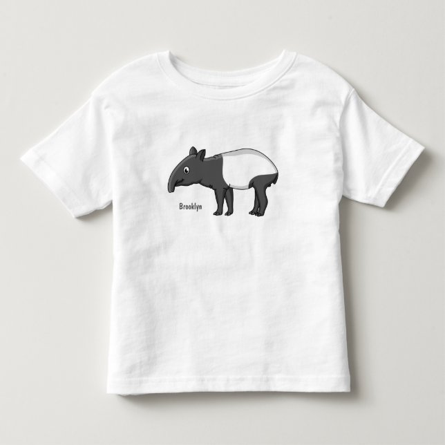 Cute happy cartoon tapir illustration toddler t-shirt (Front)