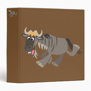Cute Happy Cartoon Wildebeest Binder