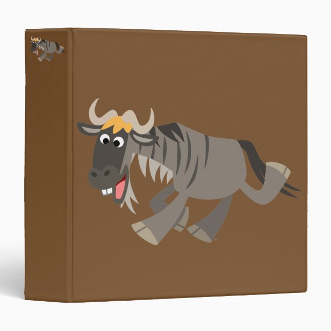 Cute Happy Cartoon Wildebeest Binder (Front/Spine)