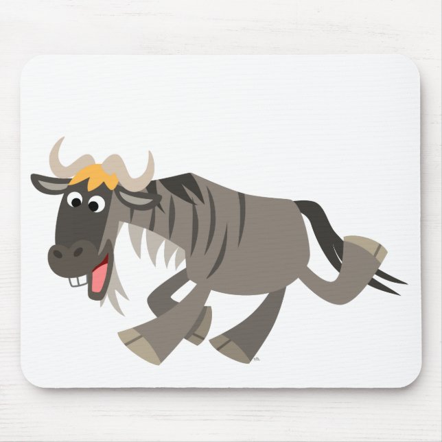 Cute Happy Cartoon Wildebeest Mousepad (Front)