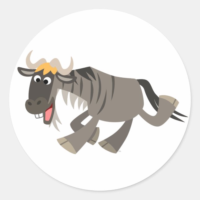 Cute Happy Cartoon Wildebeest Sticker (Front)