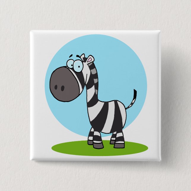 cute happy cartoon zebra button (Front)